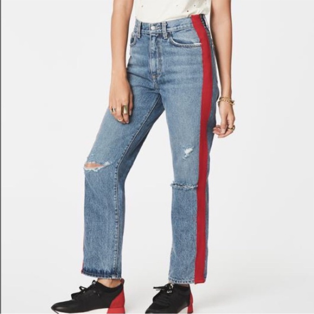 Carmar Ursula Taylor High Waisted Crop Jean with Red Stripe Size 25